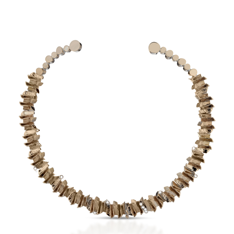 Collier bronze, gold and diamonds
