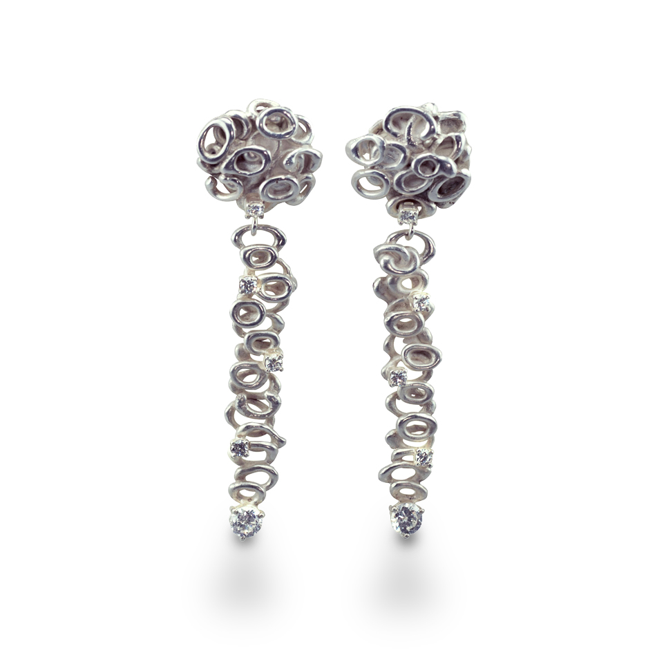 Silver earrings with white topaz